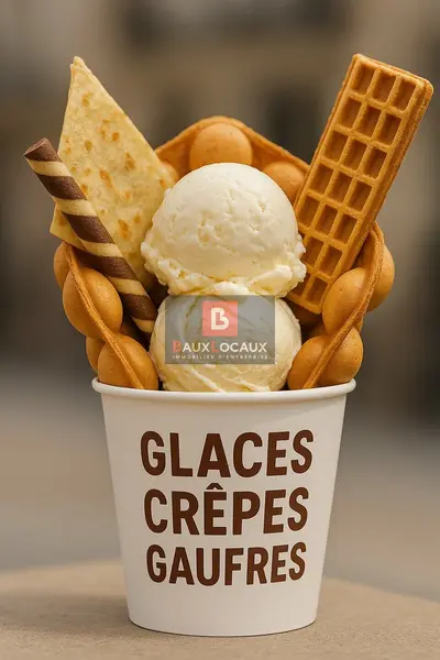 FONDS DE COMMERCE GLACIER CREPE GAUFRE A EMPORTER