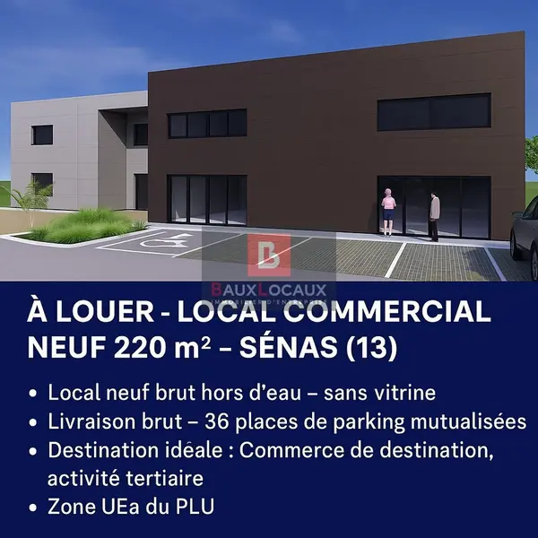 Local Commercial à louer - Sénas (13560) - 220 m² - 3 300 €/mois