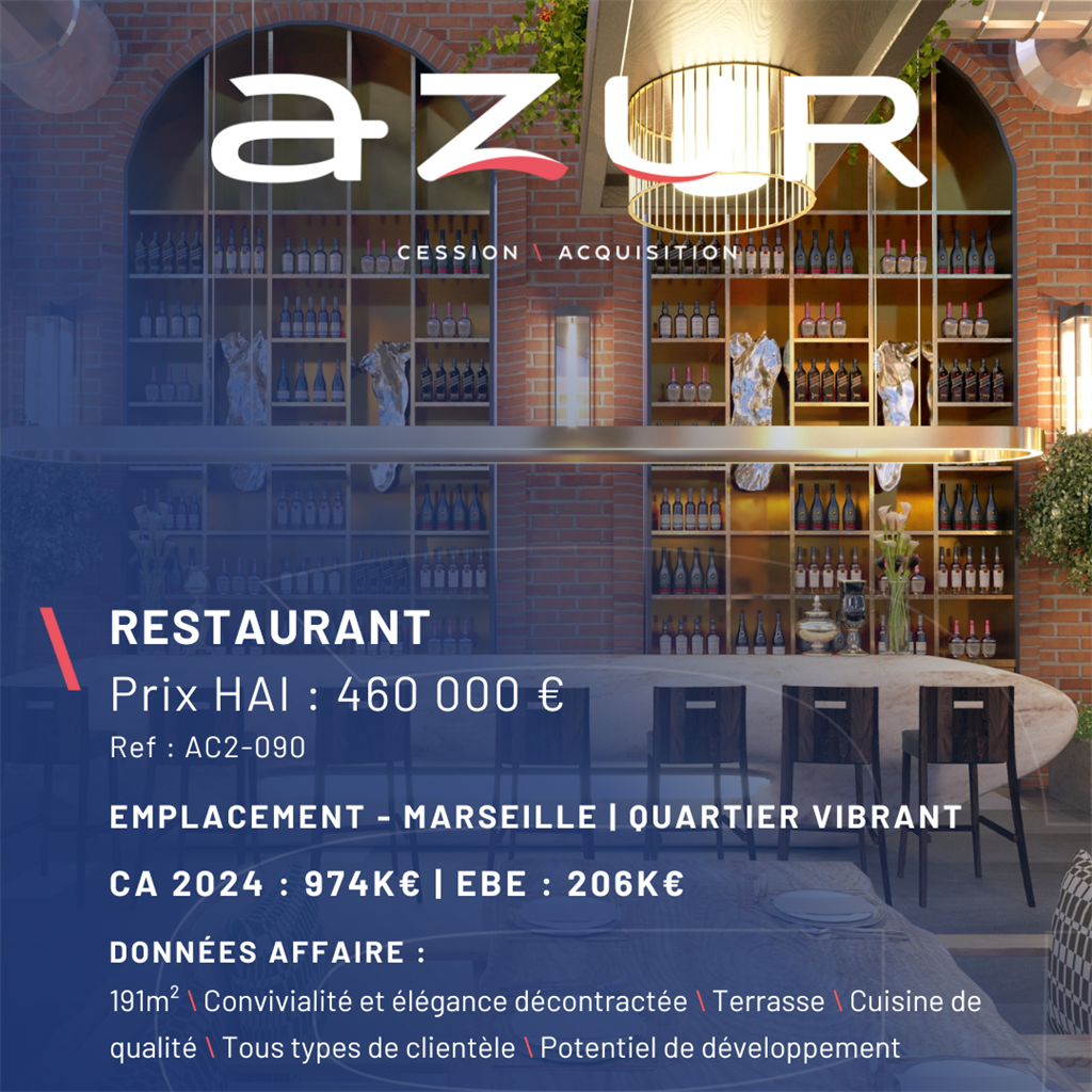 VENTE Restaurant dans quartier vibrant à Marseille