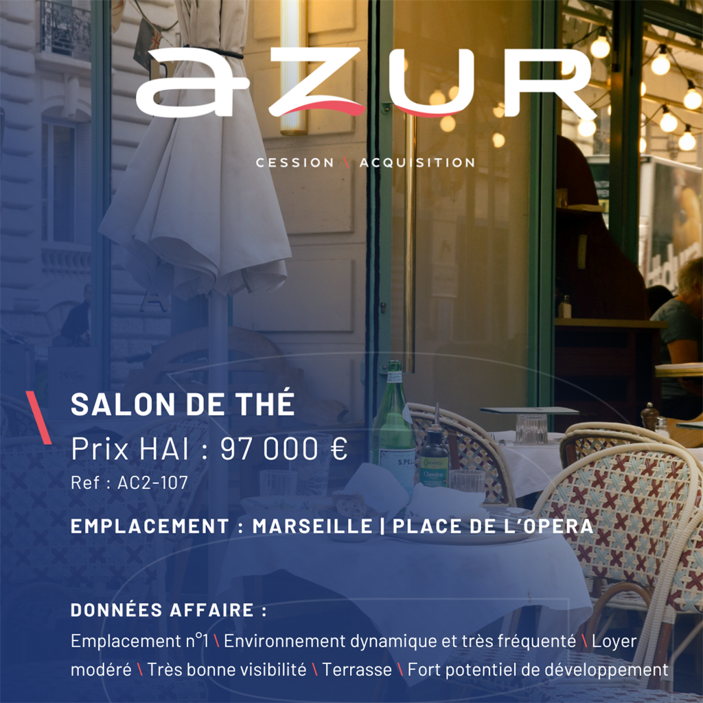 Fonds de commerce à vendre - Salon de thé - Marseille (13000) - 97 000 €