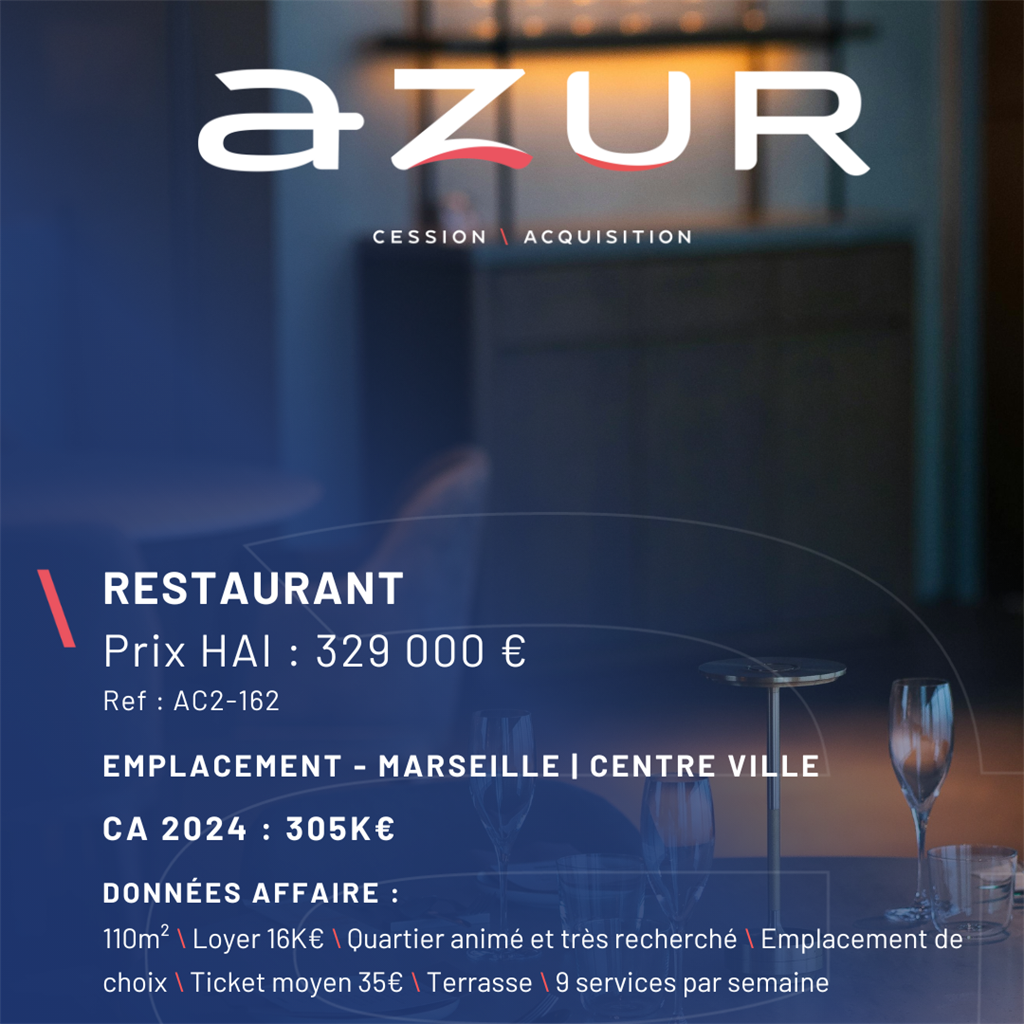 Fonds de commerce à vendre - Restauration - Marseille (13000) - 329 000 €