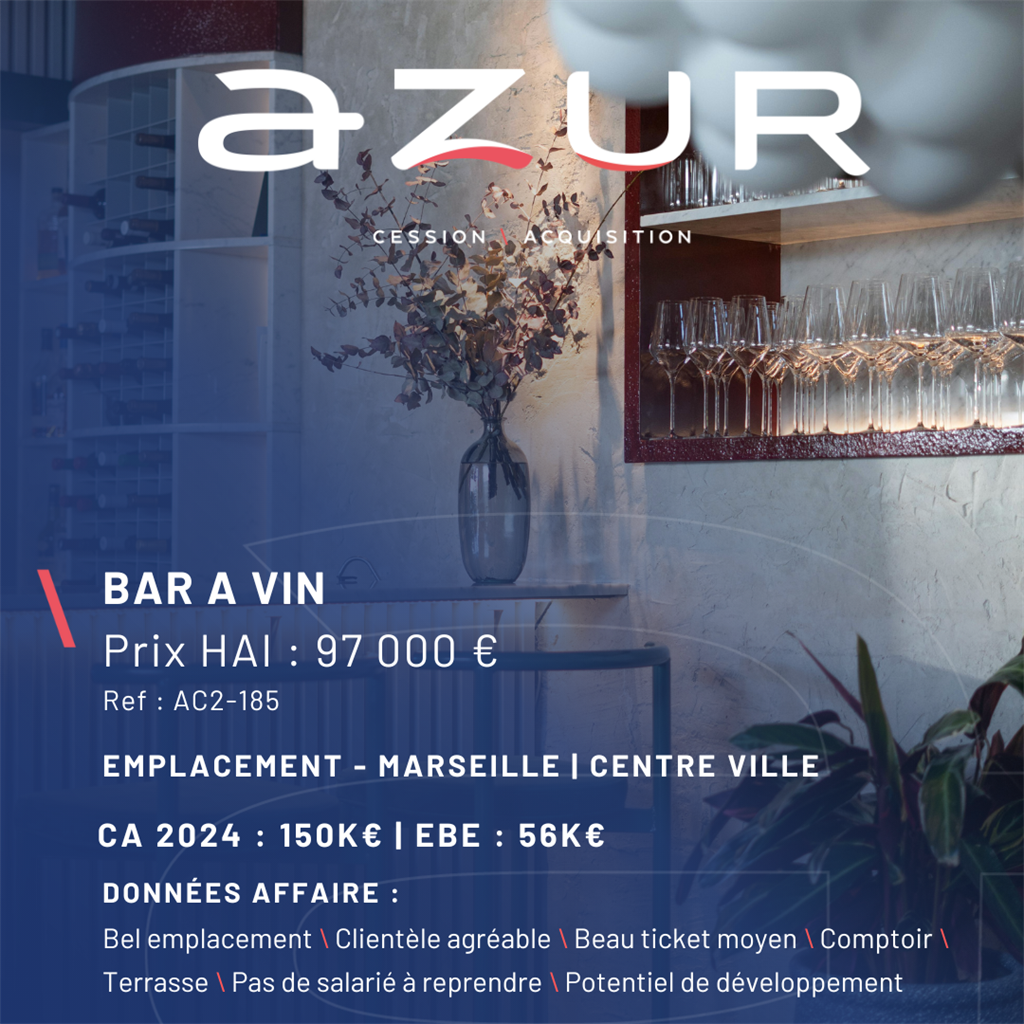 VENTE Bar à vins avec terrasse Centre ville