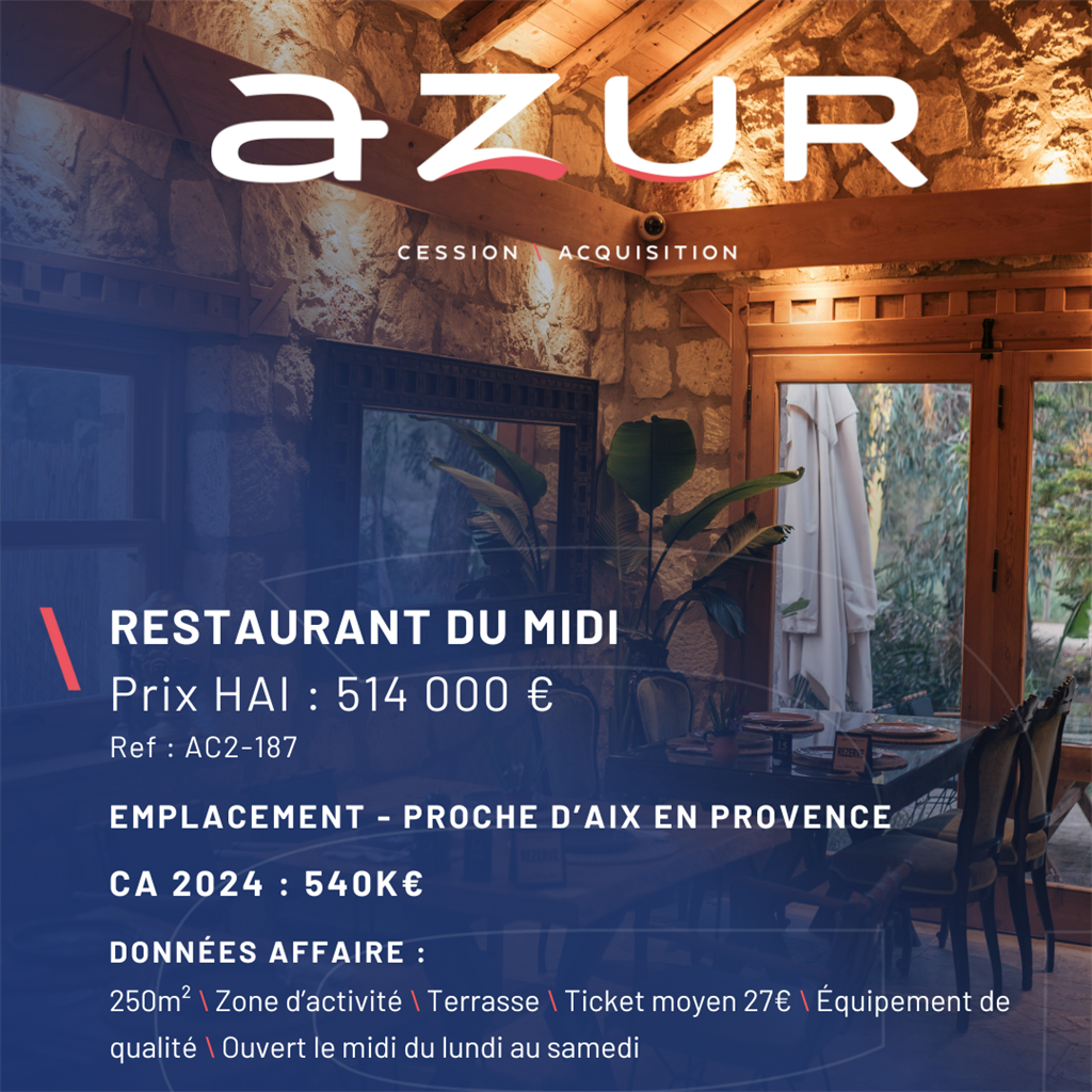 VENTE Restaurant du midi proche d'Aix en Provence