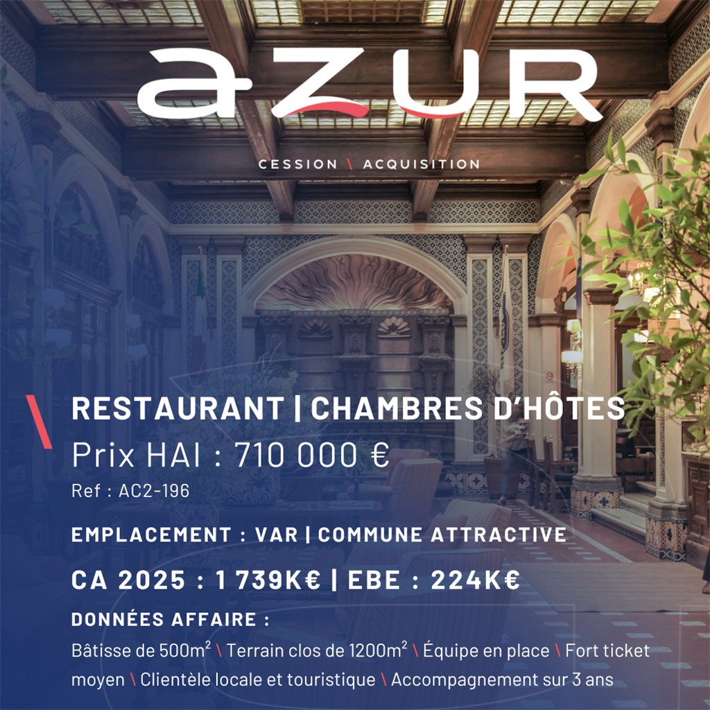Fonds de commerce à vendre - Hôtellerie - Var (83) (83550) - 710 000 €