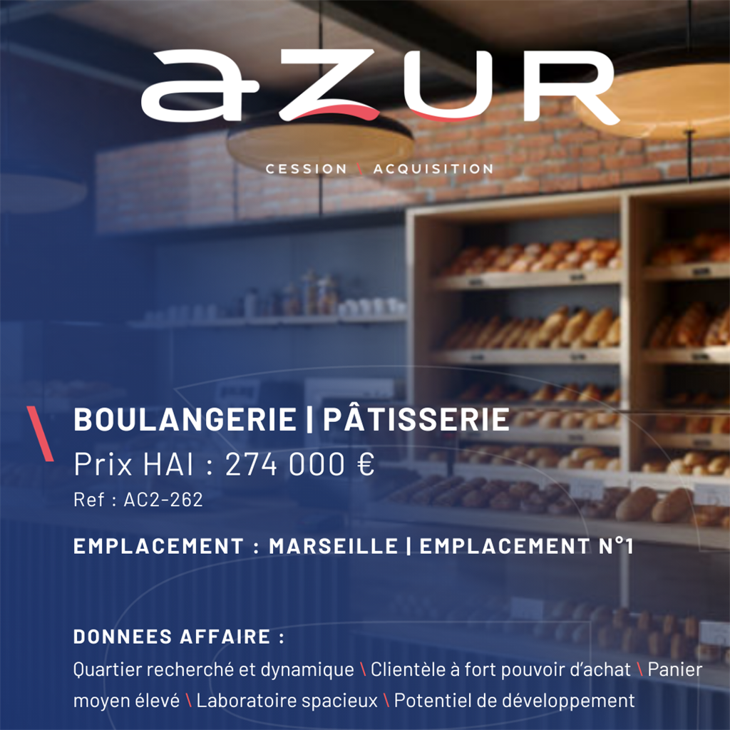 VENTE Boulangerie en emplacement n°1 à Marseille
