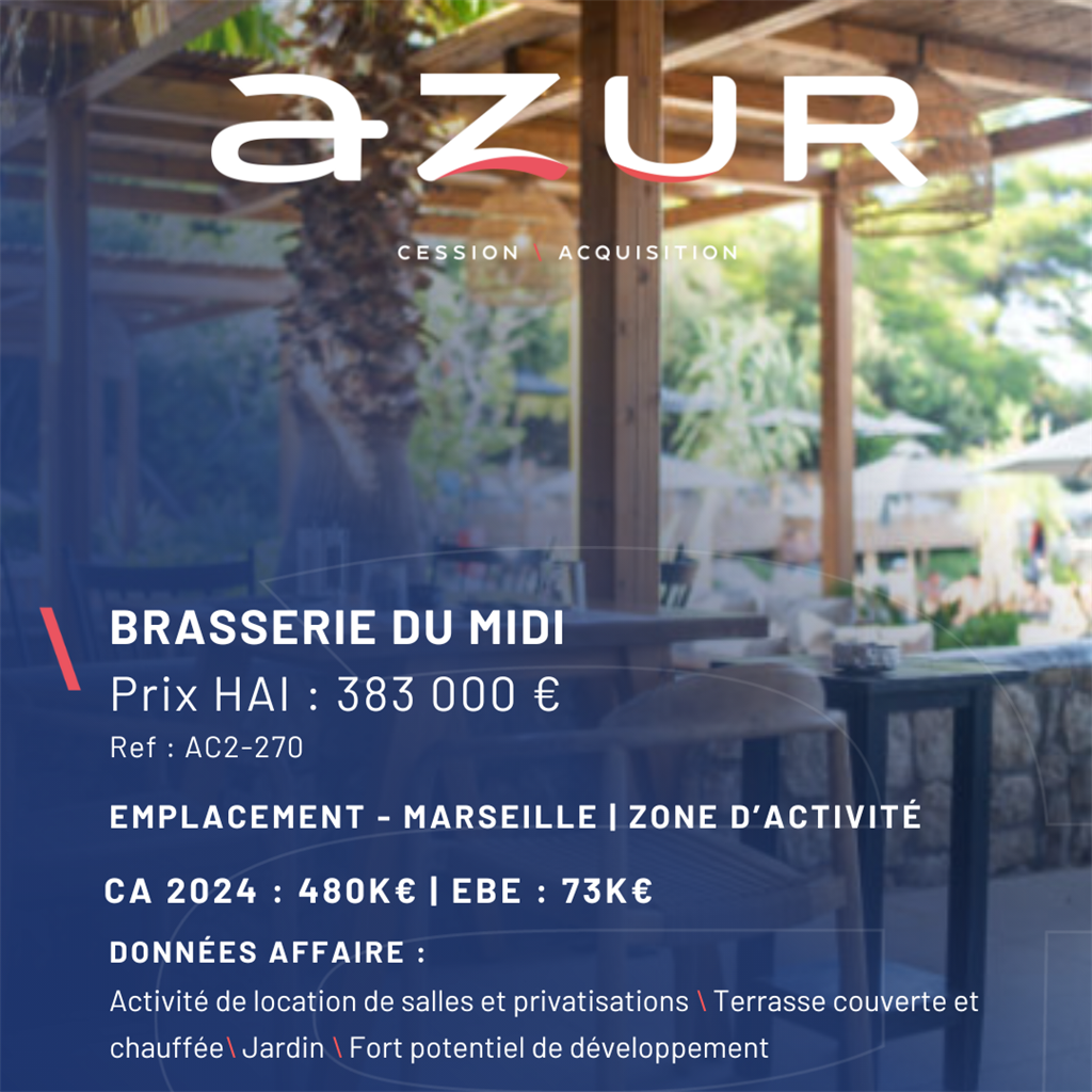 VENTE Brasserie du midi zone d'activité Marseille