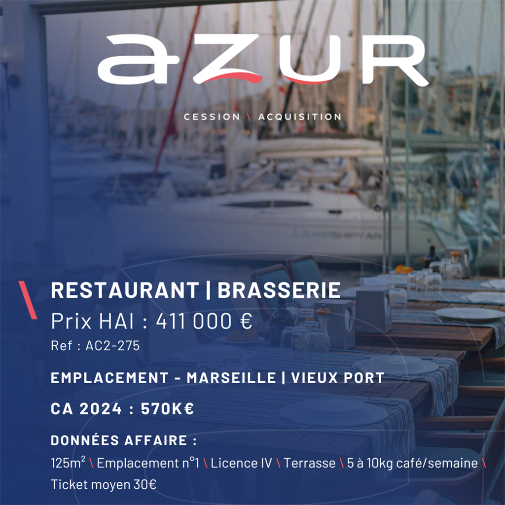 VENTE Restaurant Brasserie Vieux Port Marseille