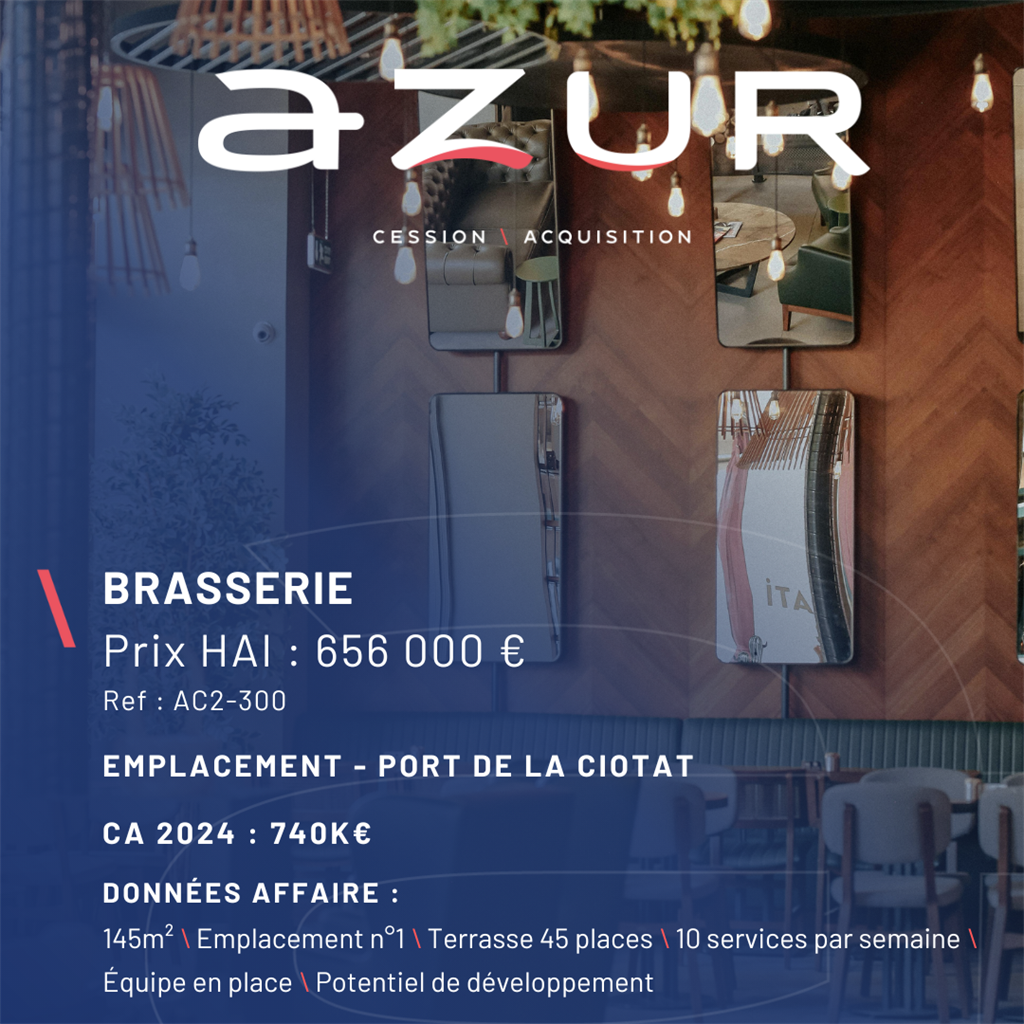 VENTE Brasserie – Emplacement n°1 La Ciotat