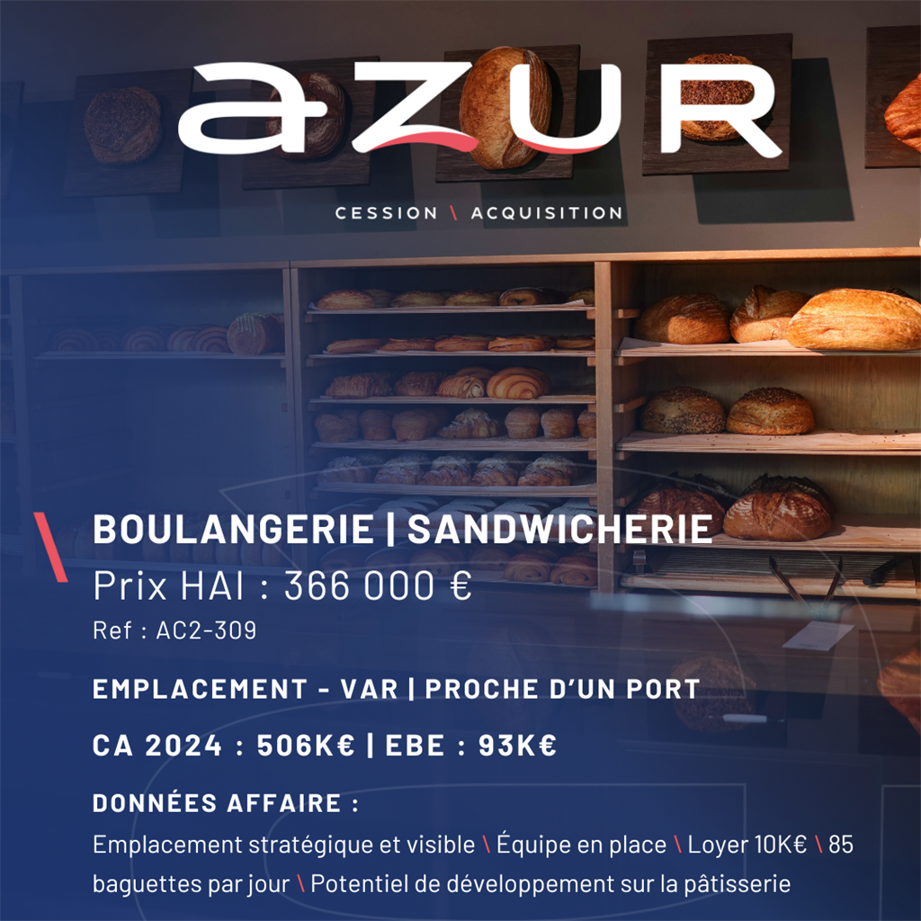 VENTE Boulangerie Sandwicherie dans le Var