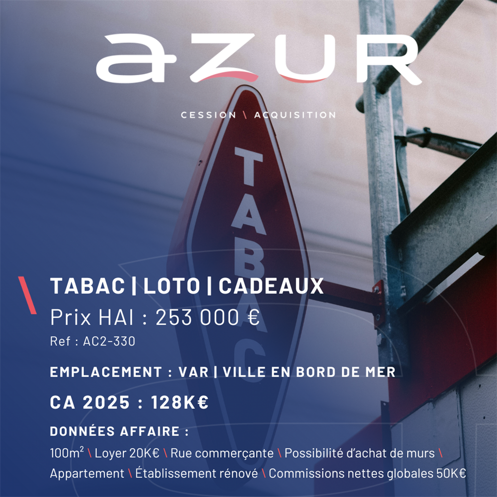 VENTE Tabac Loto Cadeaux dans le Var