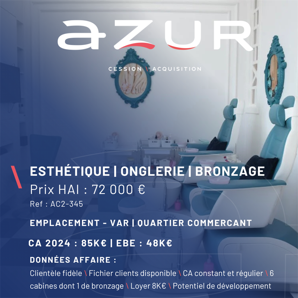 Fonds de commerce à vendre - Beauté et bien-être - Var (83) (83200) - 72 000 €