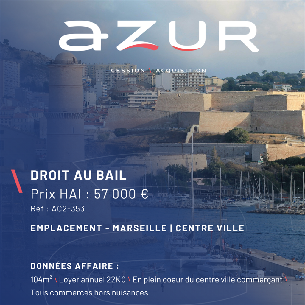 VENTE Droit au bail 104m² Centre Ville Marseille
