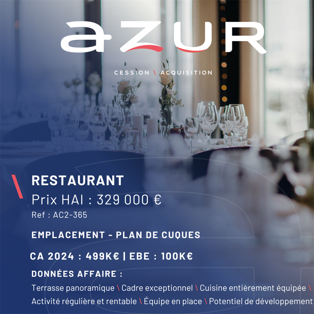 VENTE Restaurant avec terrasse panoramique