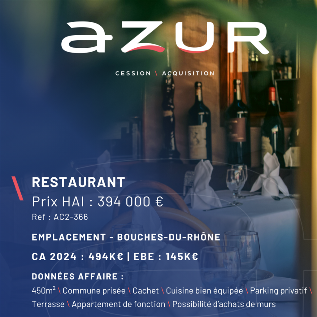 VENTE Beau restaurant dans les Bouches-du-Rhône