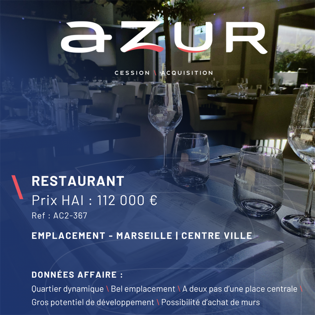 Fonds de commerce à vendre - Restauration - Marseille (13000) - 112 000 €