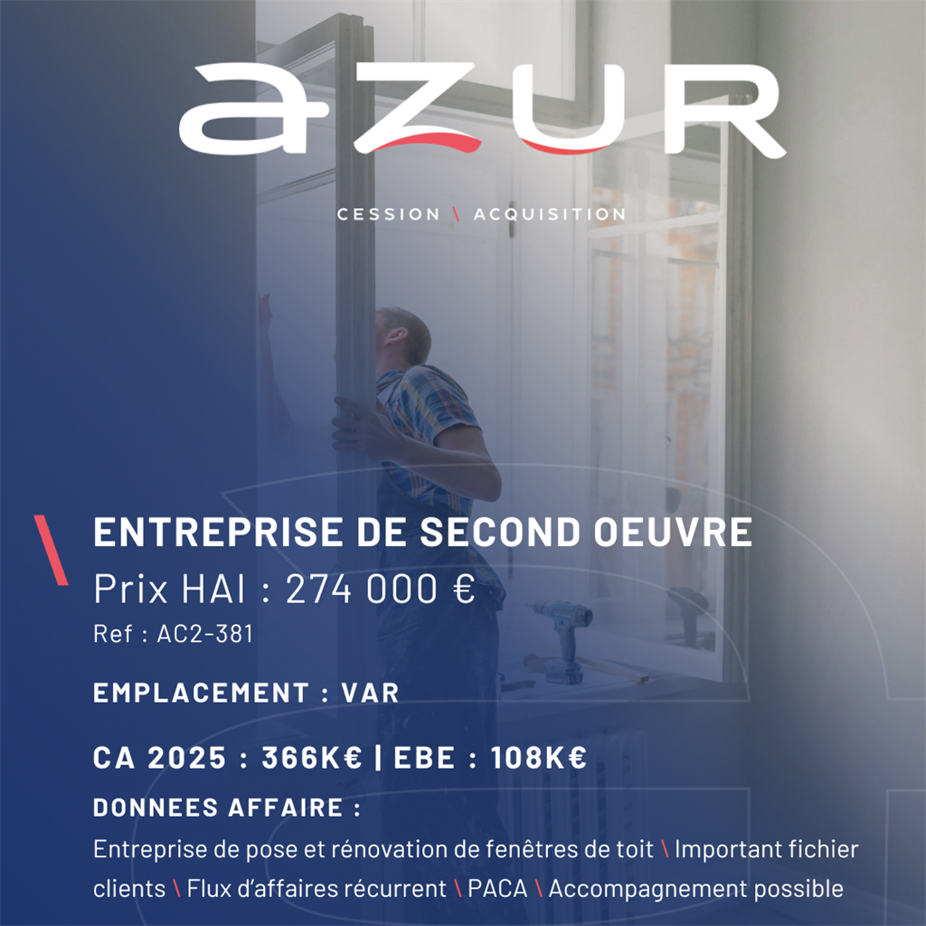 VENTE Entreprise de second œuvre
