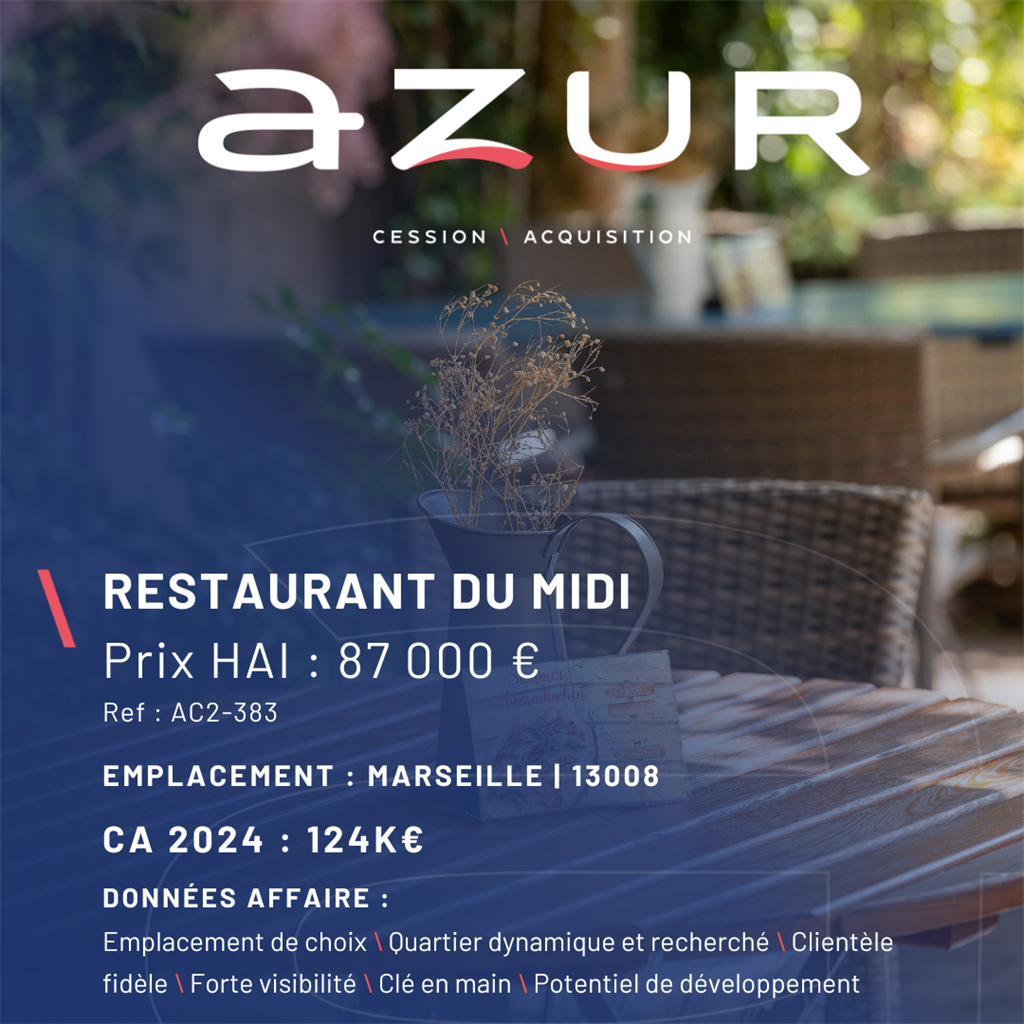 VENTE Restaurant du Midi avec Terrasse Privative
