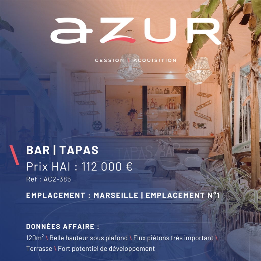 Fonds de commerce à vendre - Cafés et bars - Marseille (13000) - 112 000 €