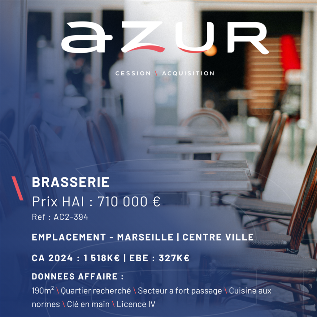 VENTE Brasserie emplacement stratégique Marseille