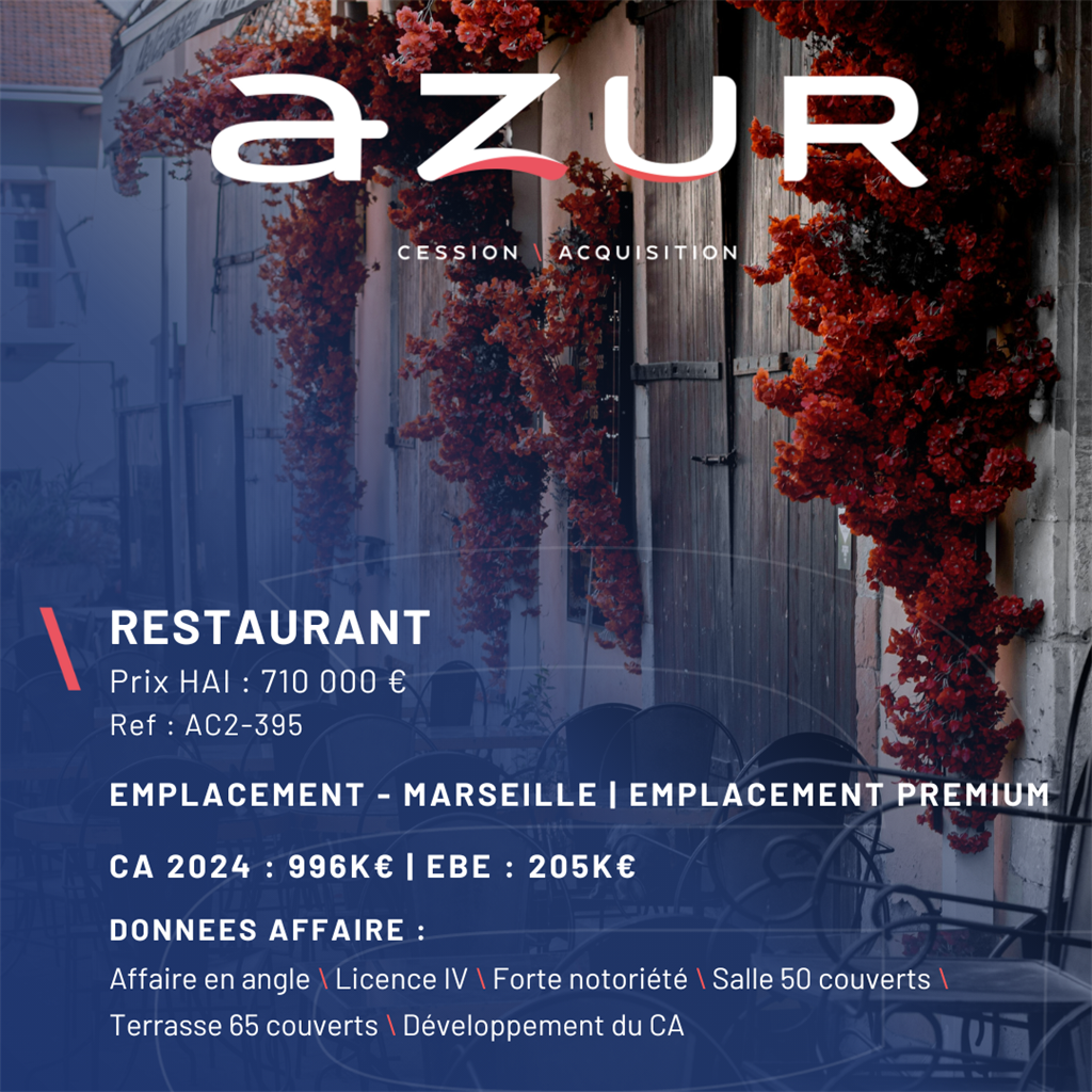 Fonds de commerce à vendre - Restauration - Marseille (13000) - 710 000 €