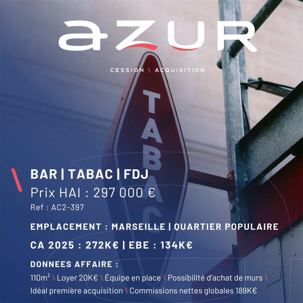 VENTE Bar Tabac FDJ à Marseille quartier populaire