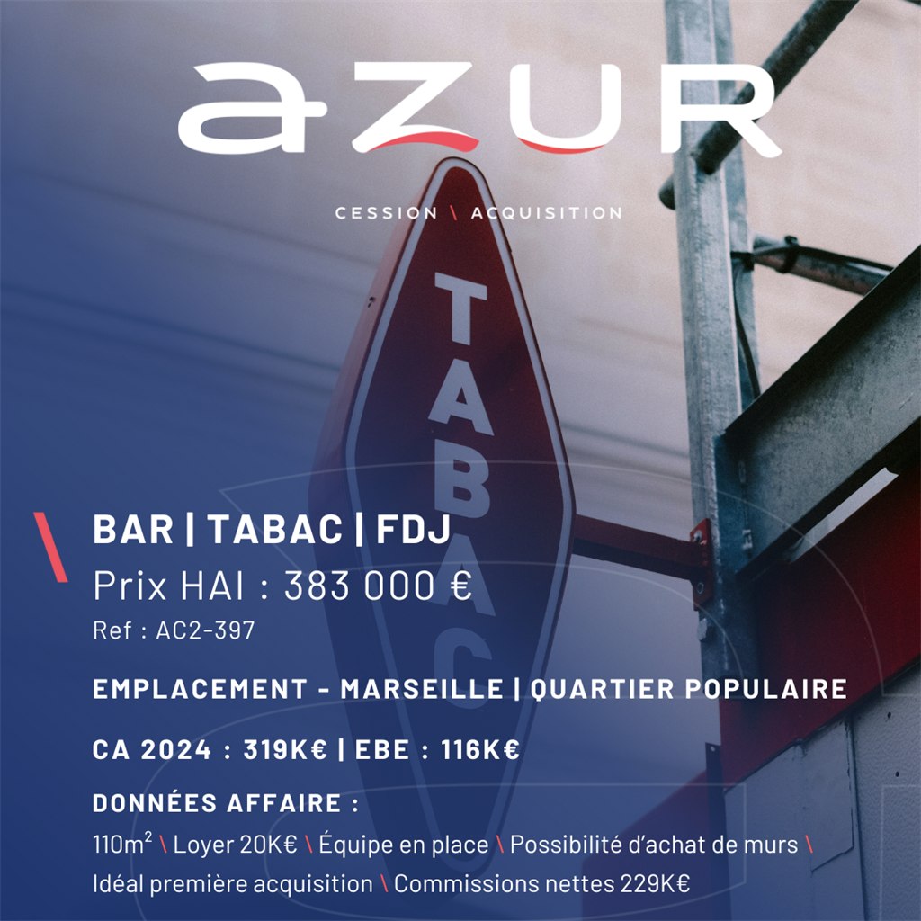 VENTE Bar Tabac FDJ à Marseille quartier populaire