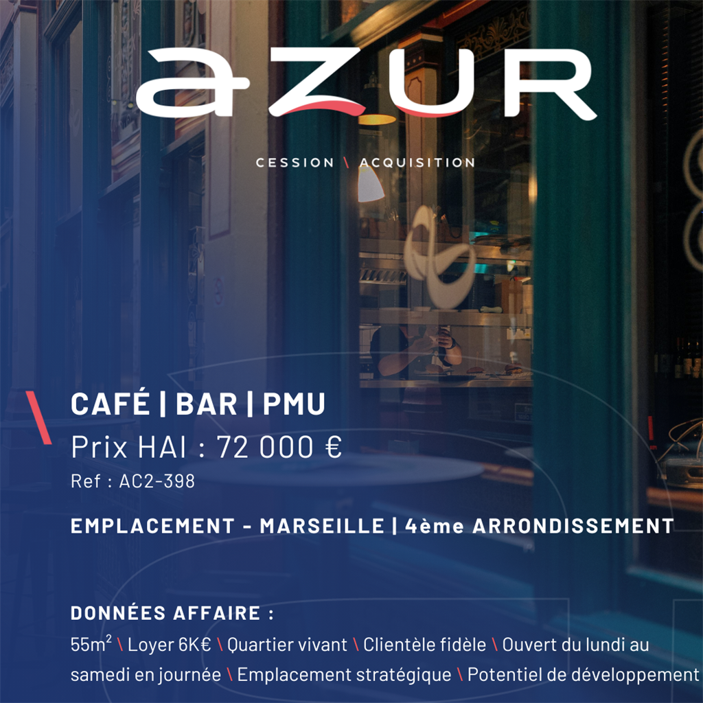 VENTE Café Bar dans le 4ème a Marseille