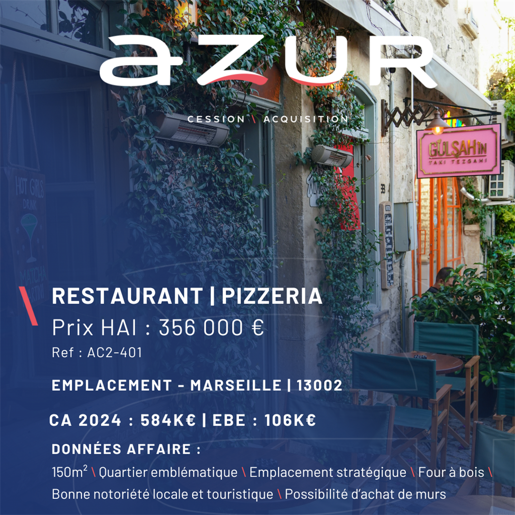 VENTE Restaurant Pizzeria dans le 2ème à Marseille