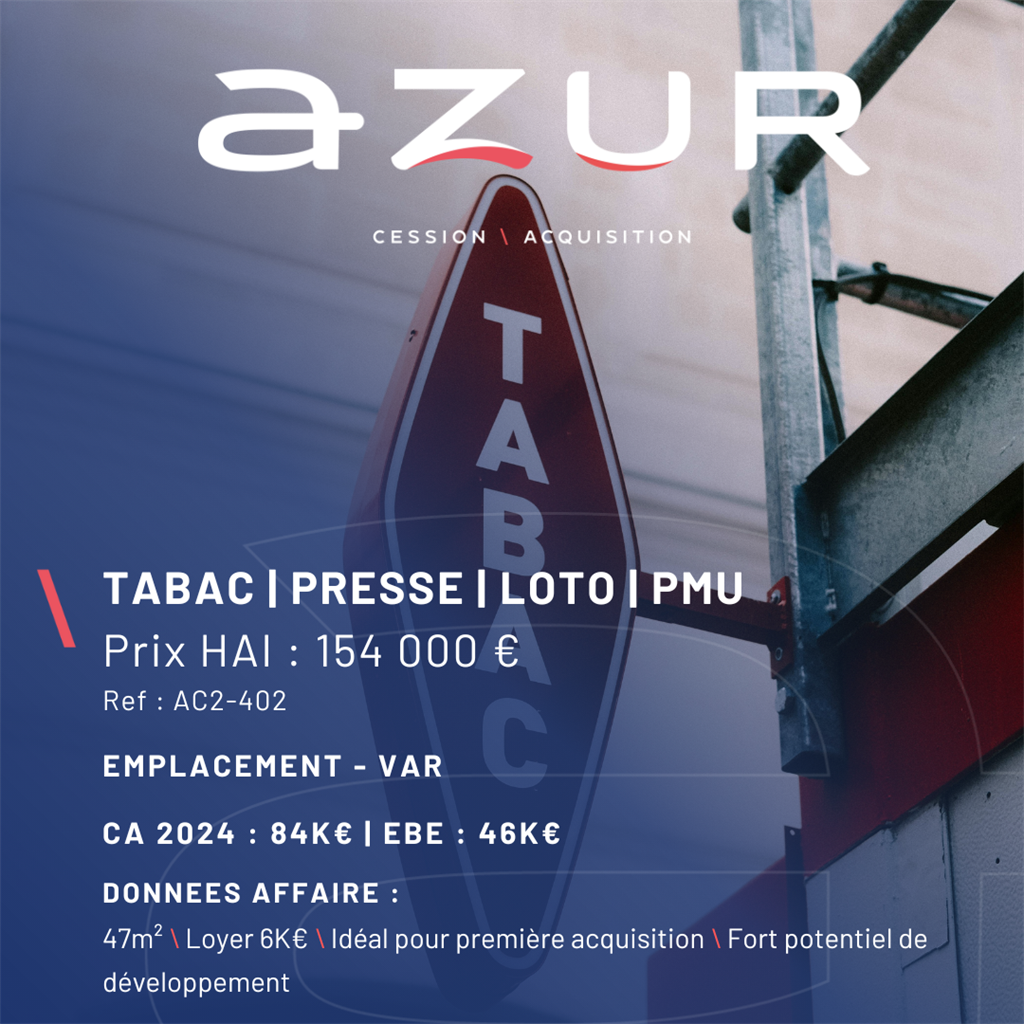 VENTE Tabac Presse Loto PMU dans le Var