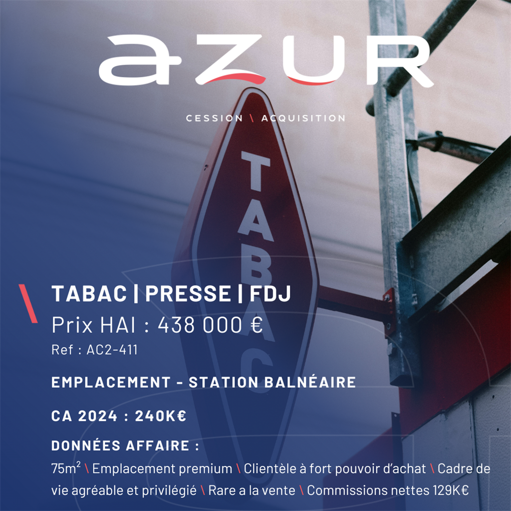VENTE Tabac Presse en bord de mer