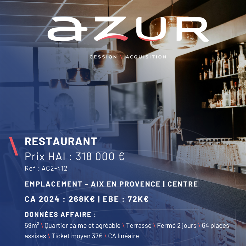 VENTE Restaurant avec terrasse dans Aix Centre