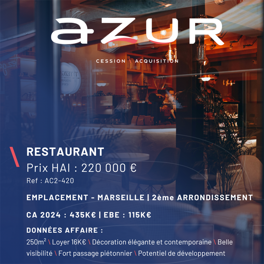 VENTE Restaurant dans le 2ème à Marseille