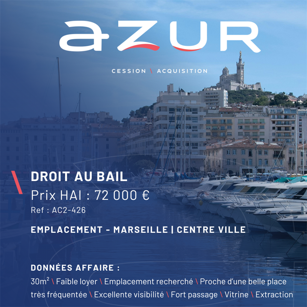 Fonds de commerce à vendre - Restauration - Marseille (13000) - 72 000 €