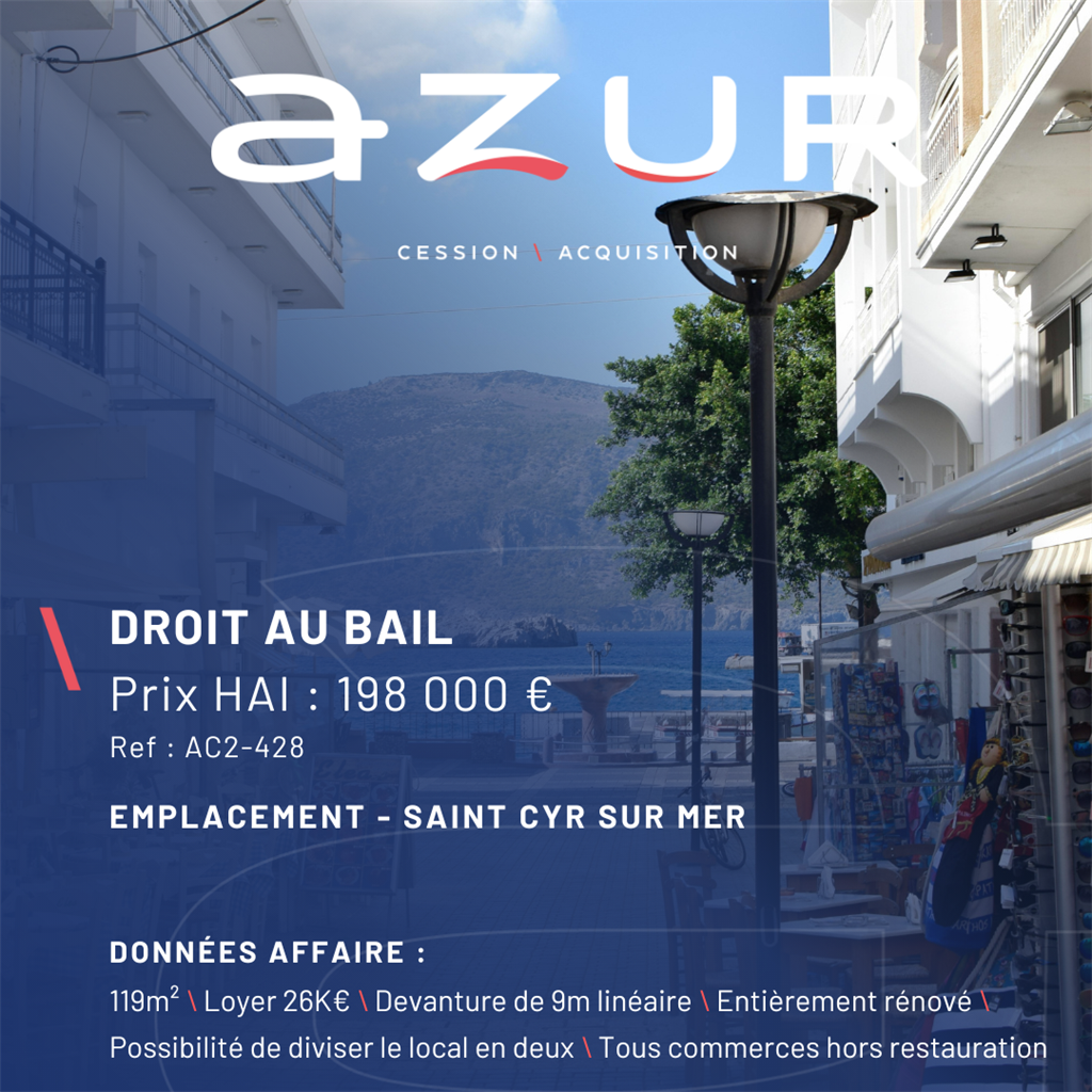 Fonds de commerce à vendre - Saint-Cyr-Sur-Mer (83270) - 198 000 €