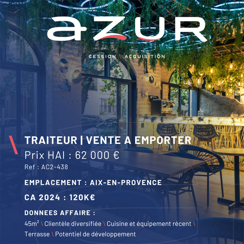 Fonds de commerce à vendre - Restauration - Aix-En-Provence (13090) - 62 000 €