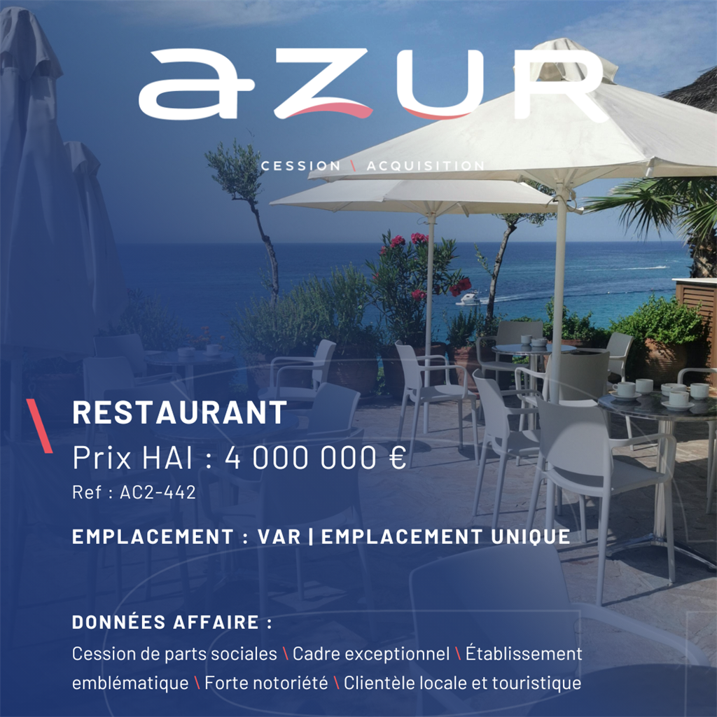 VENTE Restaurant emplacement premium front de mer