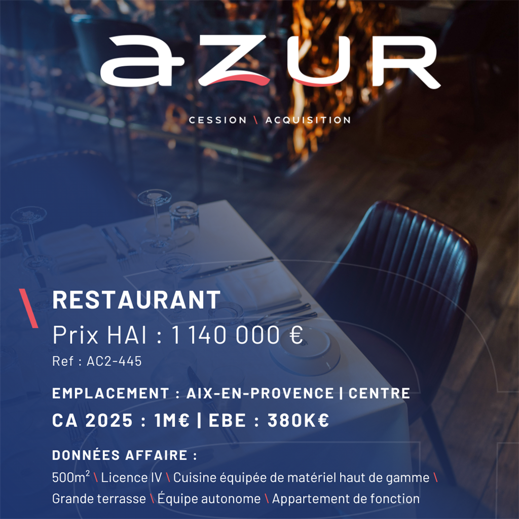 VENTE Beau restaurant avec Licence IV à Aix