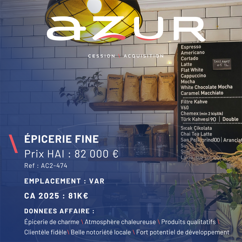 VENTE Epicerie fine de charme à fort potentiel