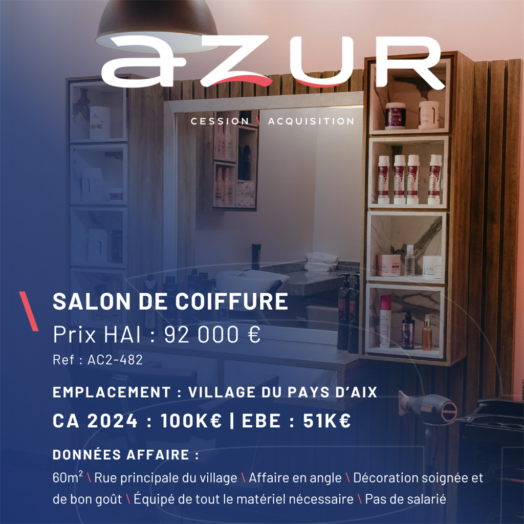 VENTE Salon de coiffure dans le Pays d'Aix