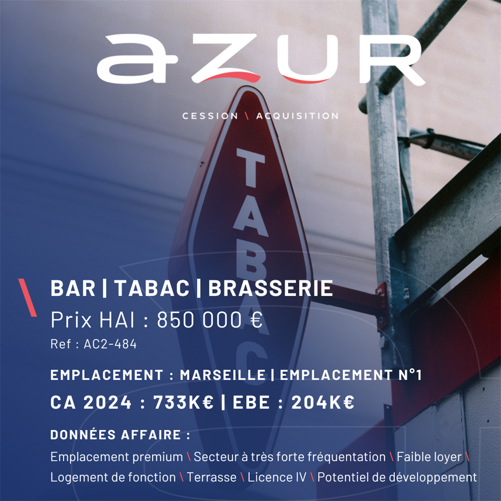 Fonds de commerce à vendre - Cafés et bars - Marseille (13000) - 850 000 €