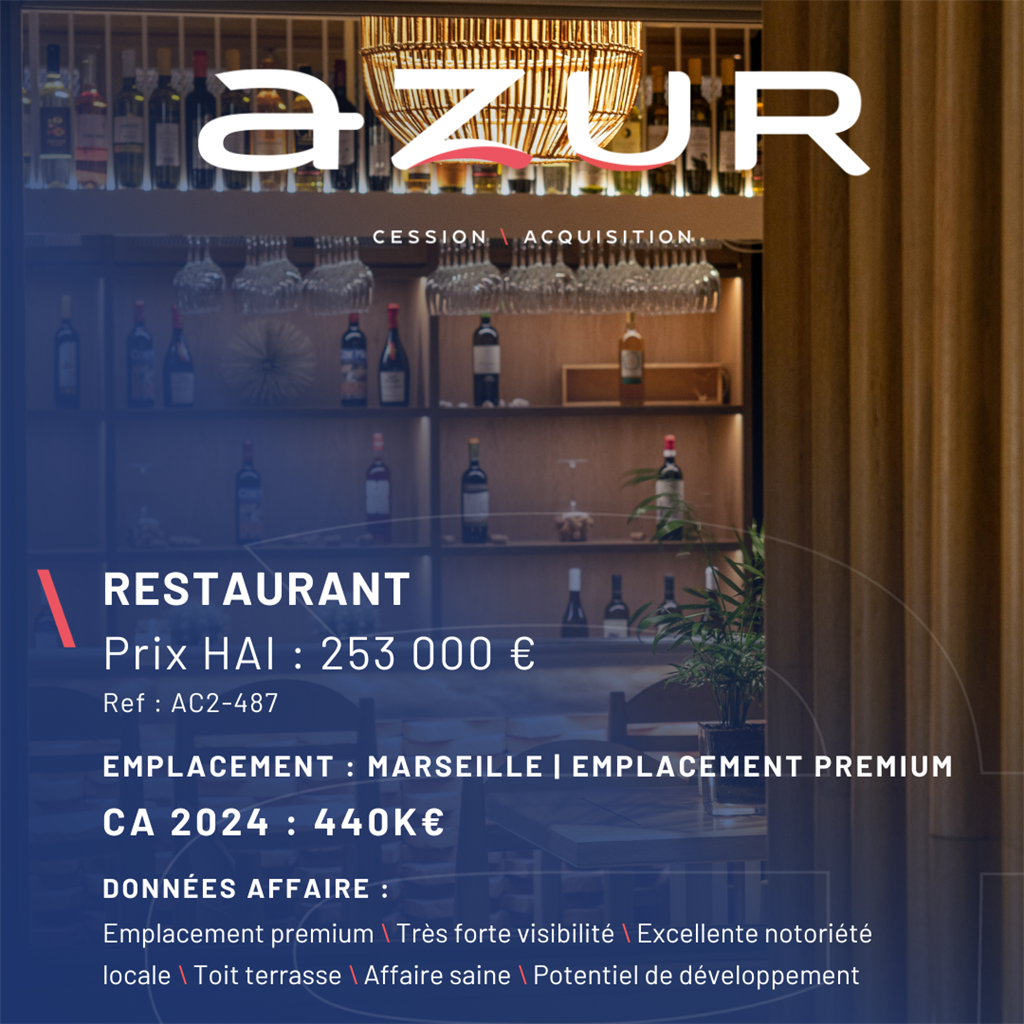Fonds de commerce à vendre - Restauration - Marseille (13000) - 253 000 €