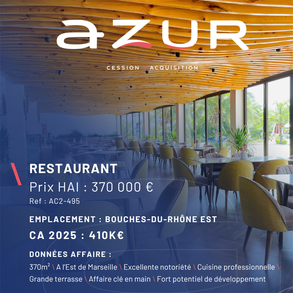 VENTE Restaurant grande terrasse prox. Marseille