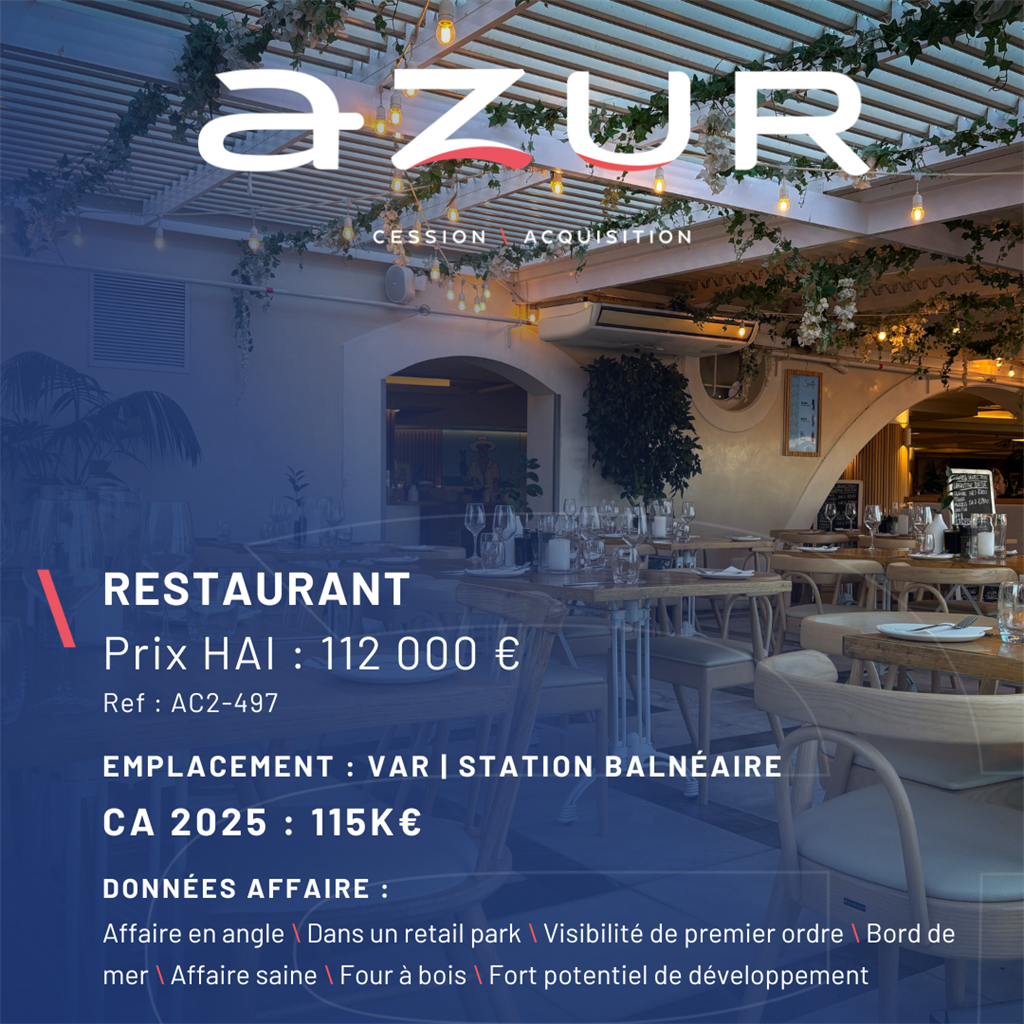 VENTE  Restaurant bel emplacement dans le Var