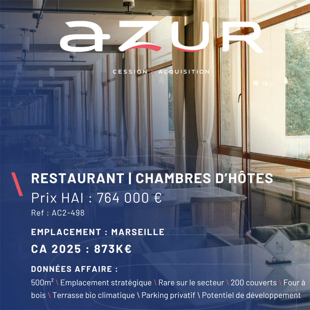 Fonds de commerce à vendre - Hôtellerie - Marseille (13000) - 764 000 €