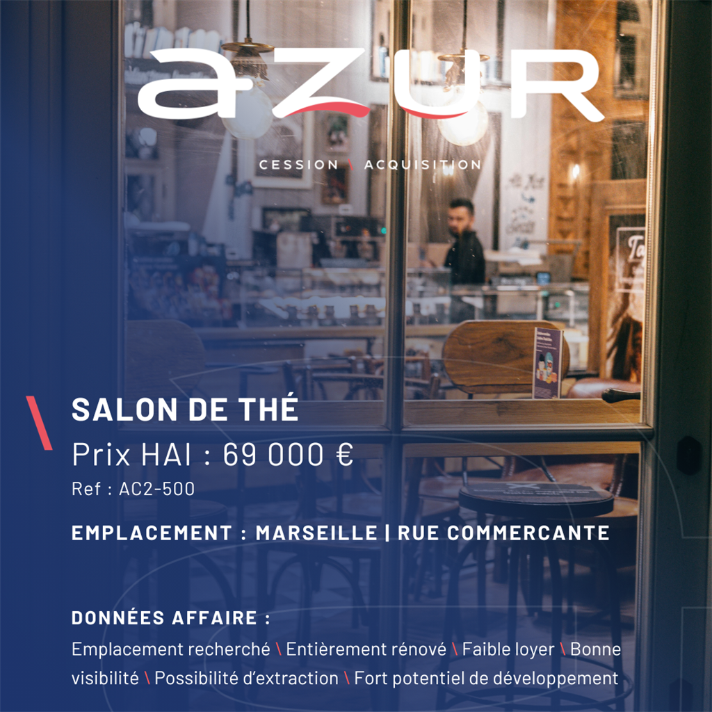 Fonds de commerce à vendre - Salon de thé - Marseille (13000) - 69 000 €