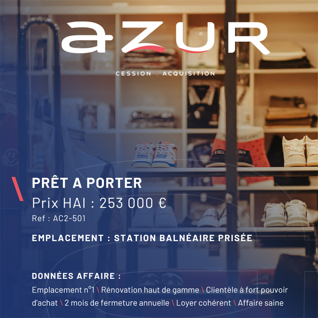 VENTE Boutique Prêt-à-Porter Emplacement N°1