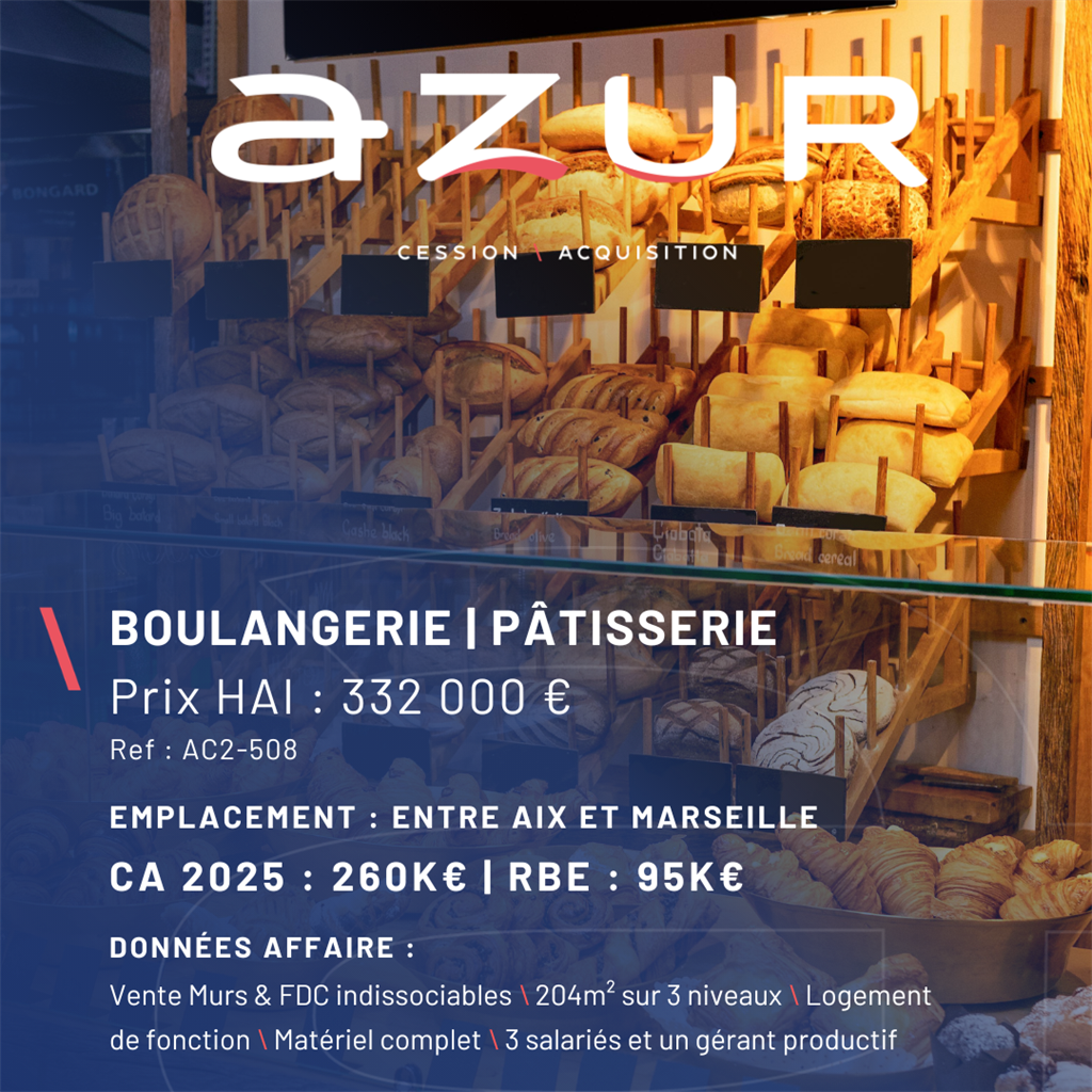 VENTE Murs + FDC Boulangerie Pâtisserie Snacking