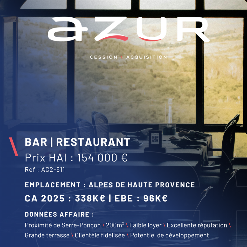 Fonds de commerce à vendre - Alpes-De-Haute-Provence (04) (04340) - 154 000 €