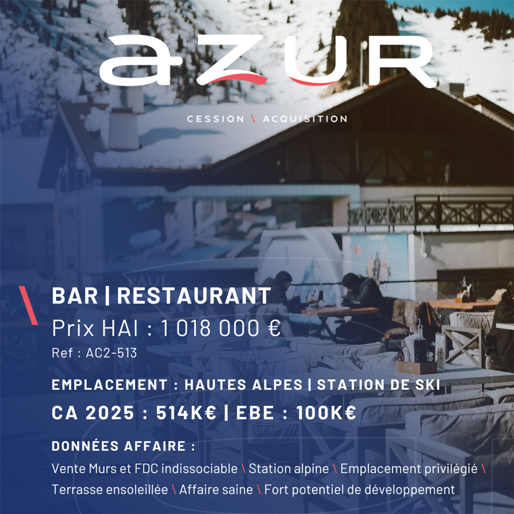 VENTE Murs & FDC Bar Restaurant Station de Ski