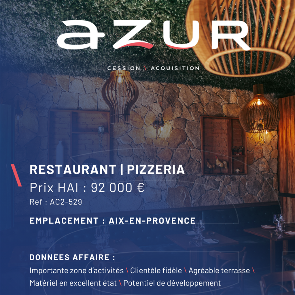 Fonds de commerce à vendre - Restauration - Aix-En-Provence (13100) - 92 000 €